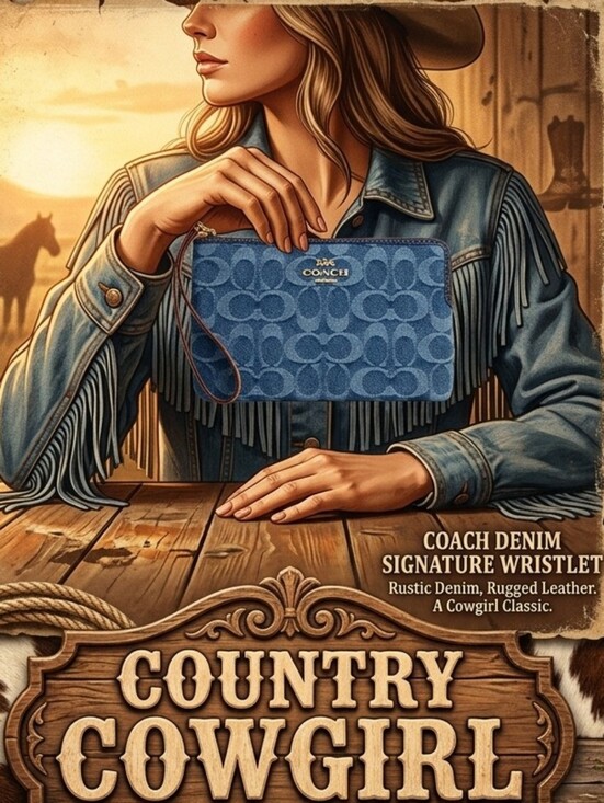 Coach Handbags - Coach Denim Signature Logo Wristlet